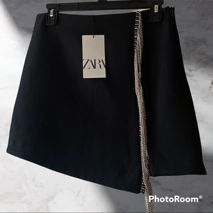 NWT Zara Jewel Fringe Mini Skirt